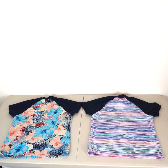 Athleta Girl Swim Rash Guards Youth Size XL/14 Lot of 2 Floral Multi Color - Picture 12 of 14